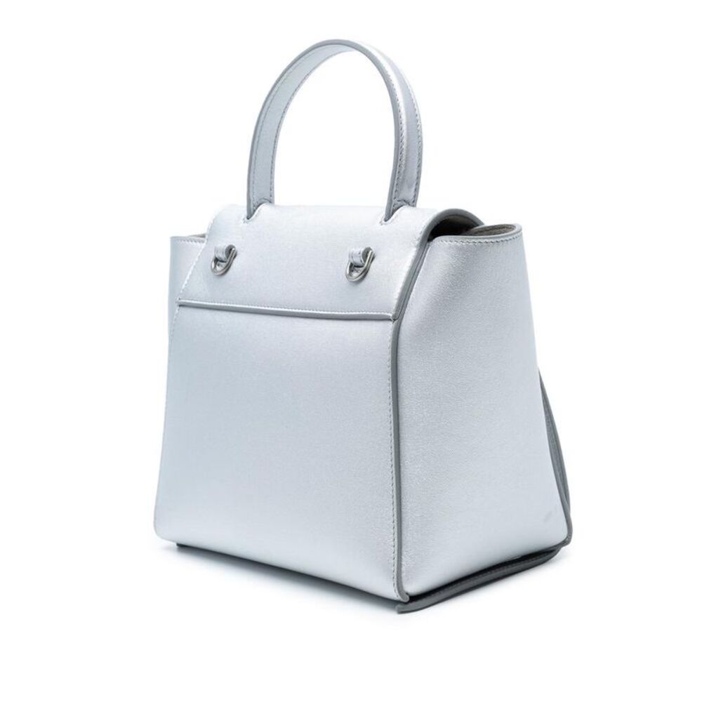 Pre Loved celine Elegant Top Handle Bag Women Silver Satchel - Picture 2 of 7